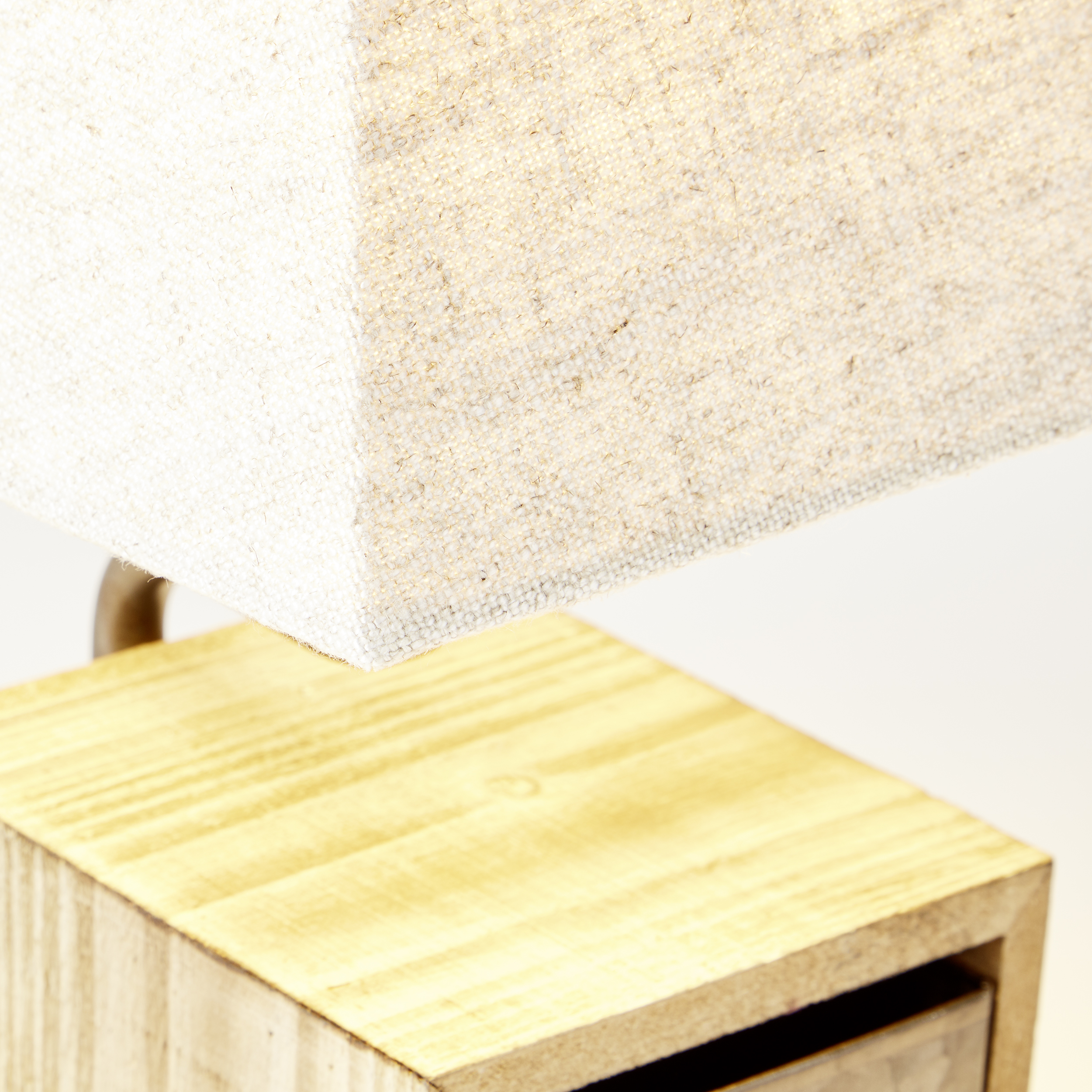 Tischleuchten Casket zink antik/beige Metall/Holz/Textil