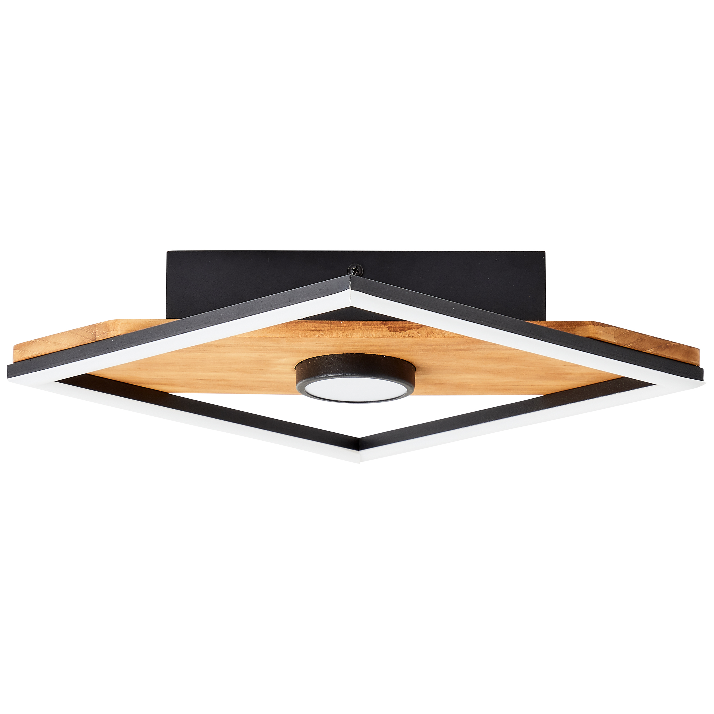 Woodbridge LED Ceiling Light 25x25cm 1flg black/wood | G99755/76