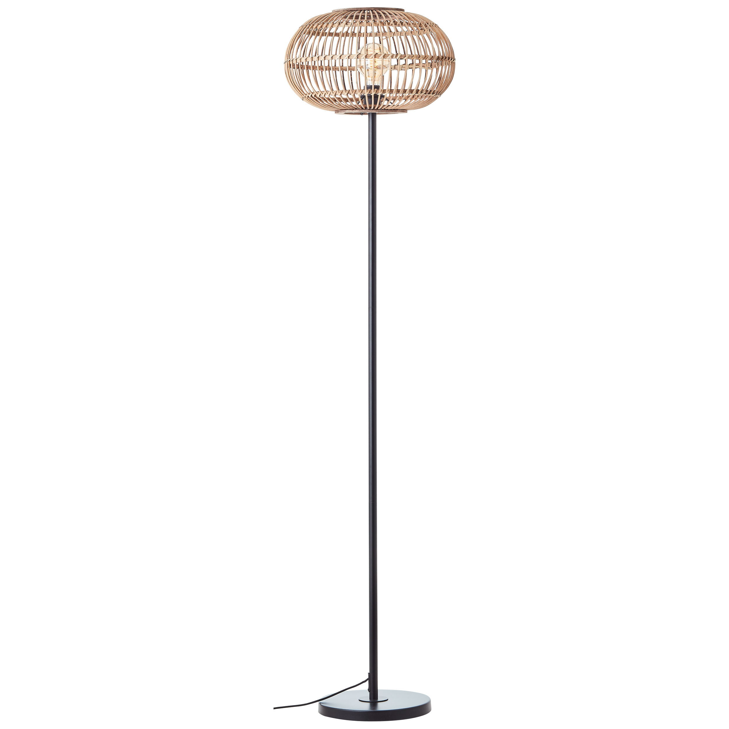 Woodball Floor Lamp 1 flame black matt/bamboo