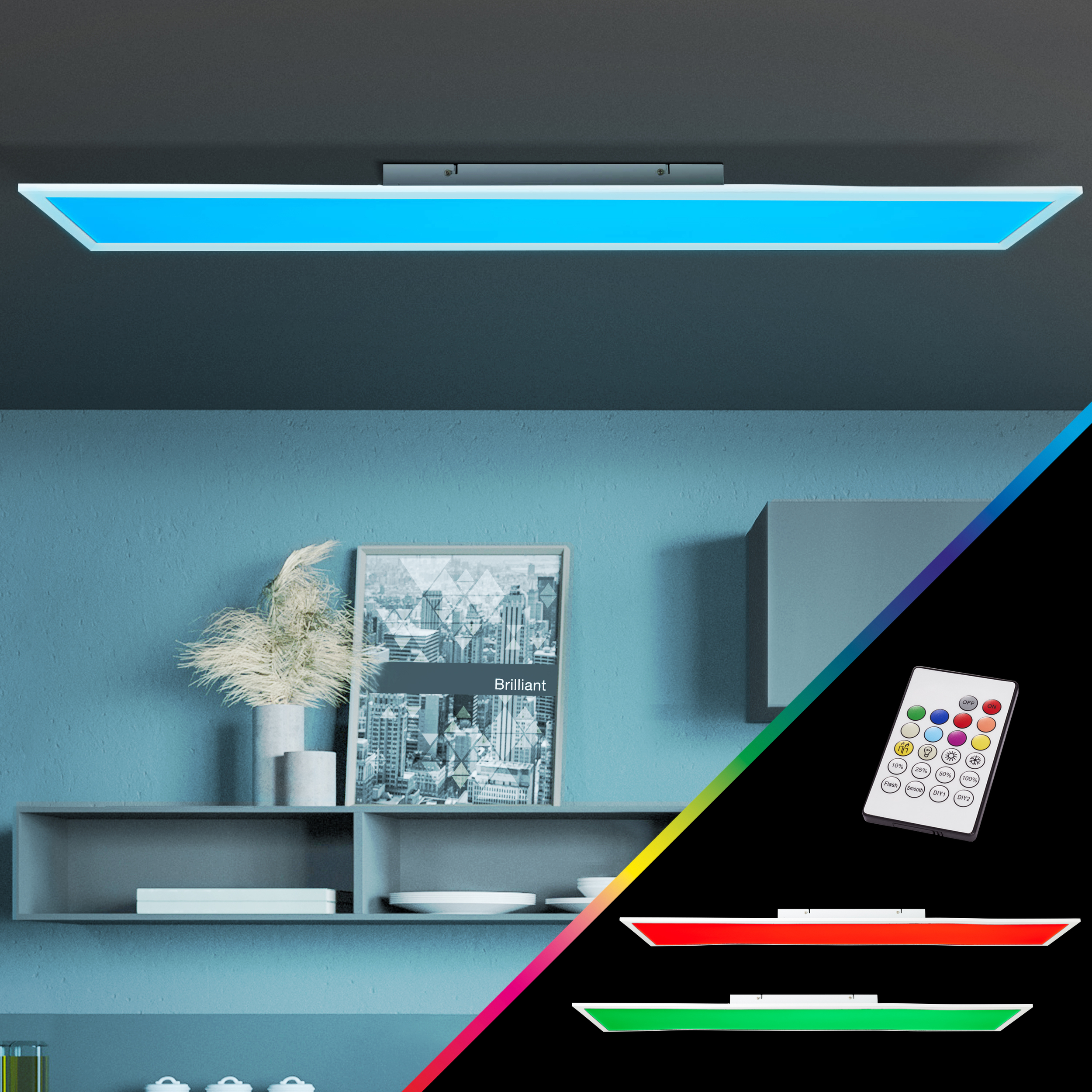 Abie LED Deckenaufbau-Paneel weiß RGB 120x30cm | G90320/05