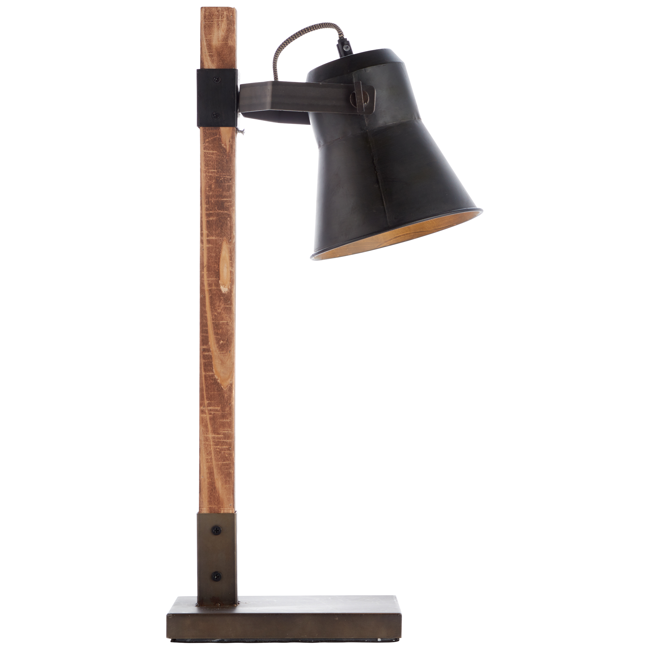 Plow table lamp black steel/wood