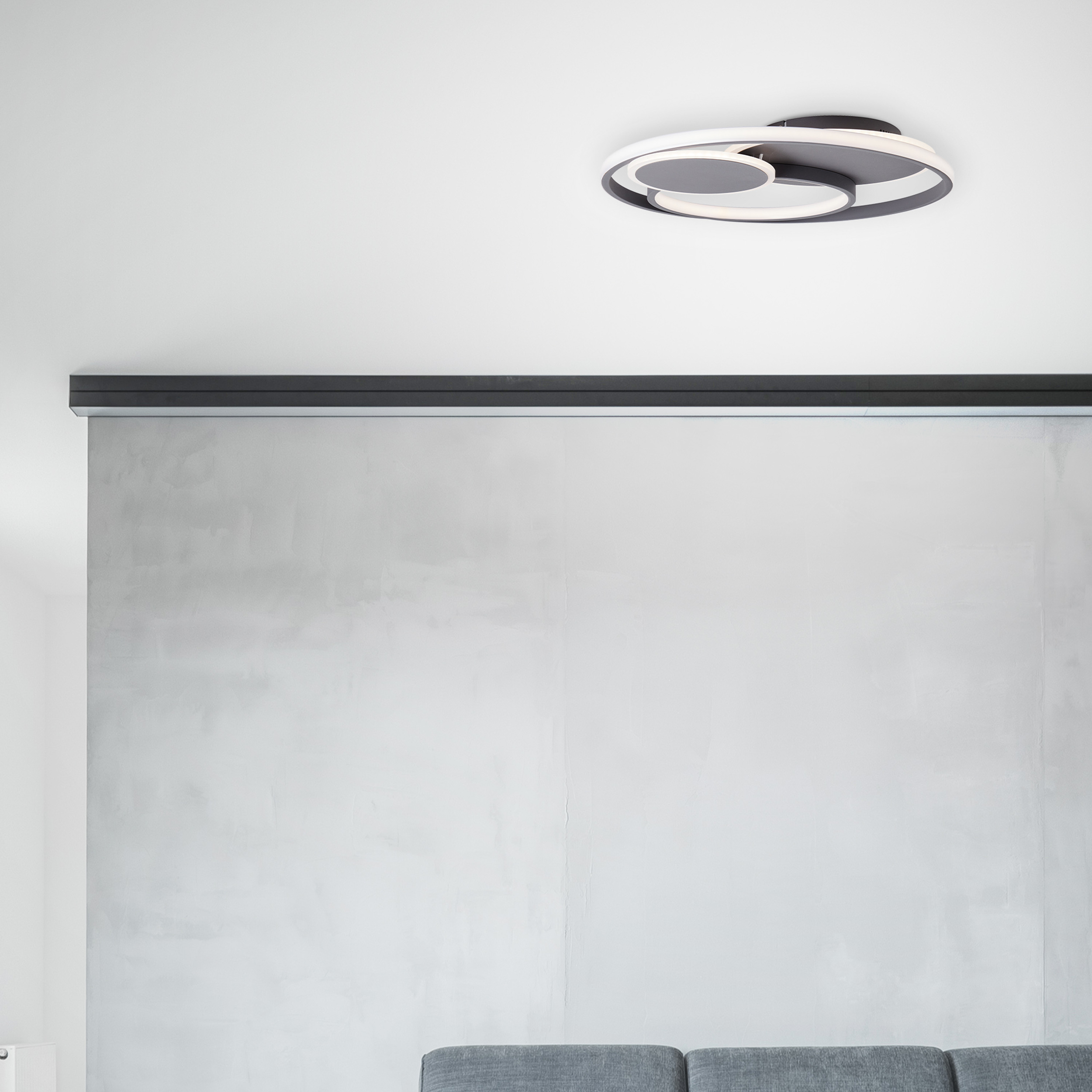 Runda LED ceiling light 50cm dark grey matt | G99371/22