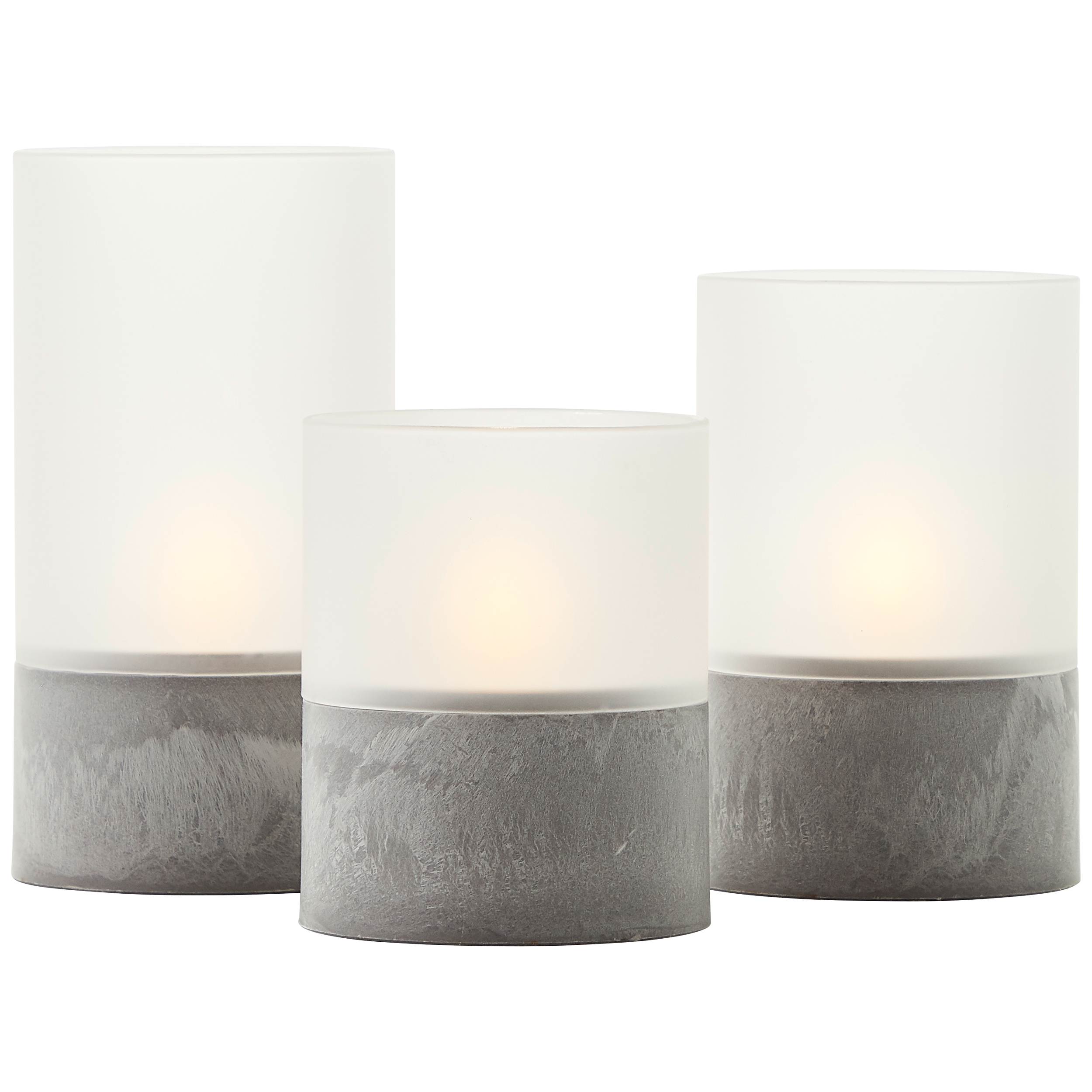 Bougie LED Kerzen 3er-Set grau/weiß matt