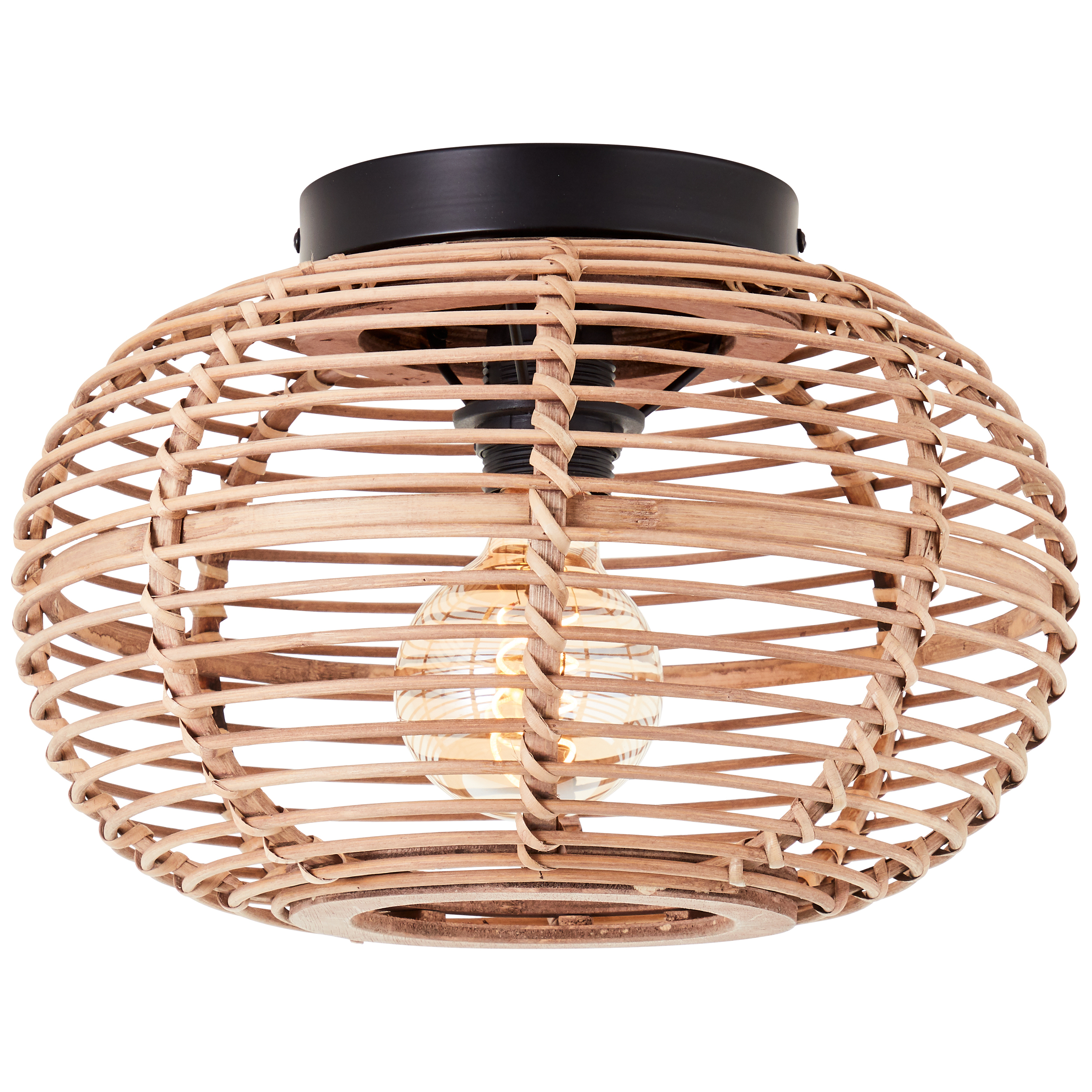 Woodball ceiling light 1-lamp black matt/bamboo