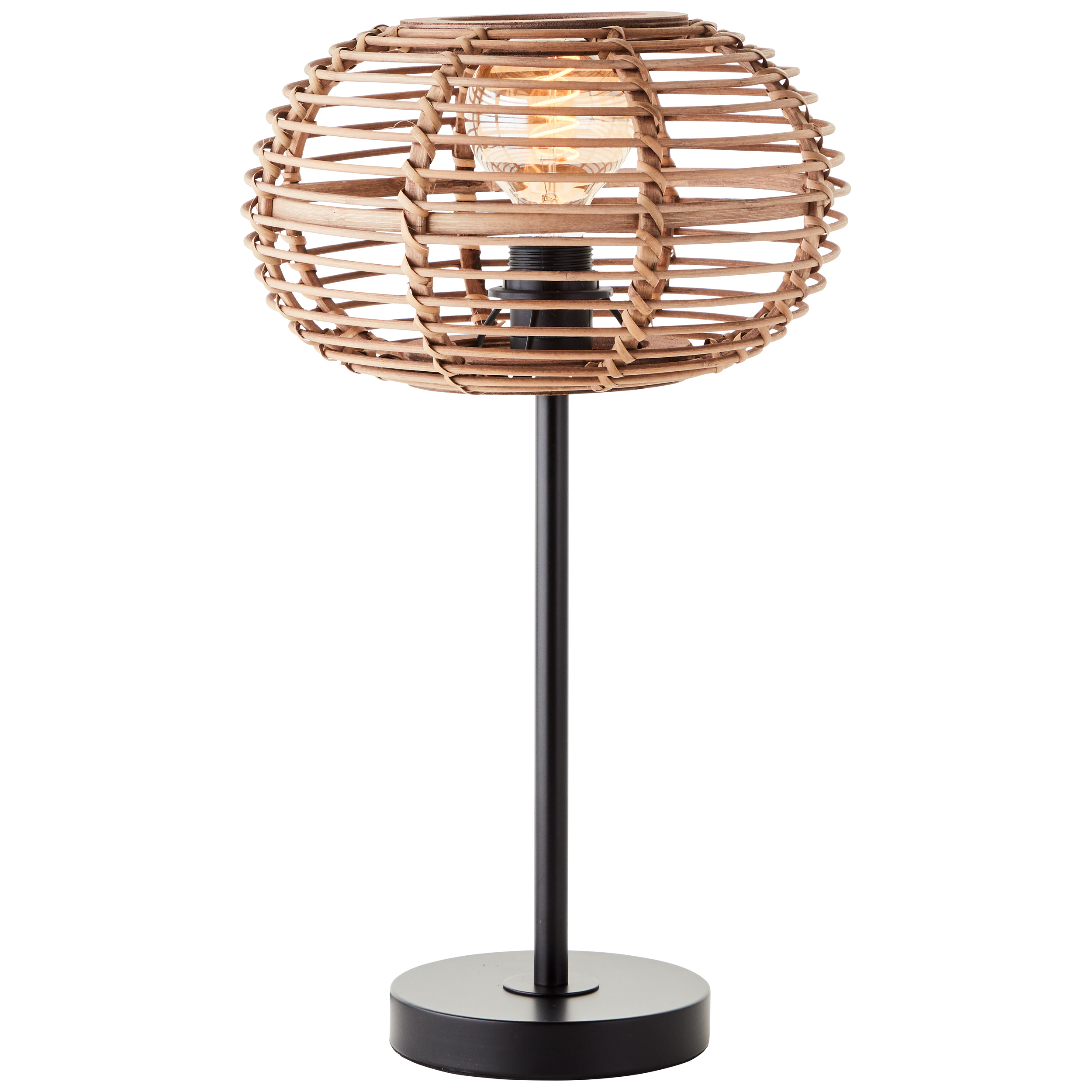 Woodball table lamp 1 flame black matt/bamboo